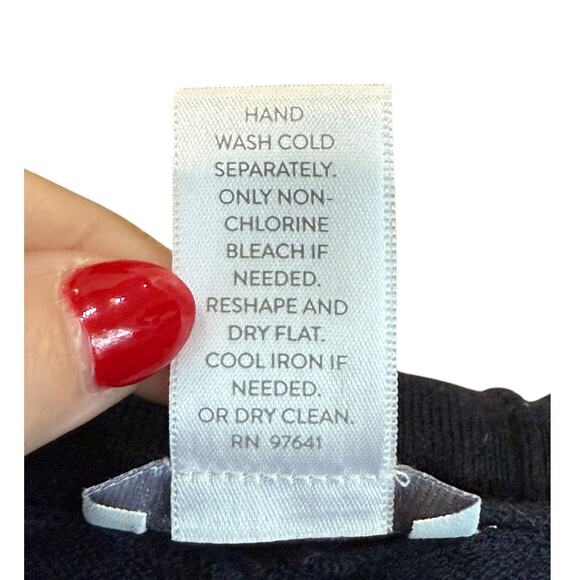 J. Jill Knit Top Woman OS Navy Poncho Cape Lightweight Drapey Boxy Merino Wool - Picture 9 of 9